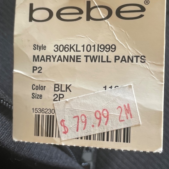 Bebe Black Stretch Long Pants, 2P, Silk Outline - Picture 6 of 7